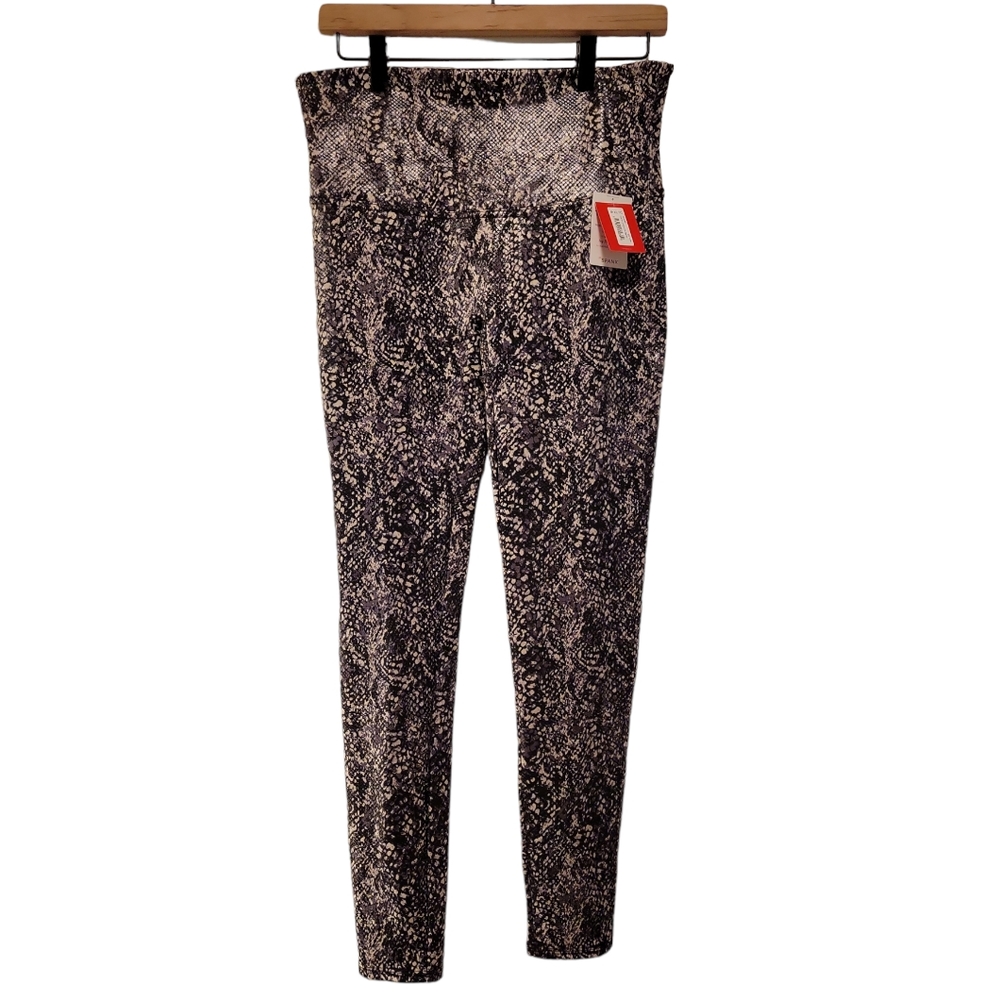 Spanx, NWT, Faux Leather Snake Shine Leggings, Grey Snake, Stretch, Women's  XL,